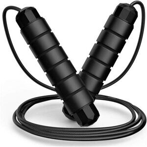 Black Jump Rope Tangle-Free‎ Rapid Speed Jumping Rope Cable with Ball Bearings